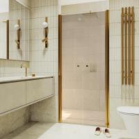 Душевая дверь двустворчатая на монопетлях MaybahGlass 1980*800 Стекло 6 мм Бронза  профиль Золото MGD-434-3