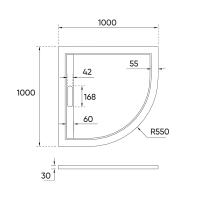 Душевой поддон полукруглый 1000x1000x30 TZ05-100PL-01-19C3 VECONI