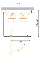 Душевой уголок, прямоугольный,  MOLVENO-BA2-90/80-C-Cr-IV 900x800x1950 Cezares