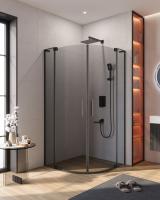 Душевой уголок, радиальный, R-550.          SLIDER-R-2-90/100-GRIGIO-NERO (900-1000)x(900-1000)x1950 Cezares