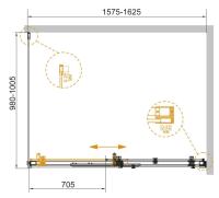 Душевой уголог: прямоугольный STYLUS-SOFT-AH-1-160/100-C-Cr  1600x1000x1950 Cezares