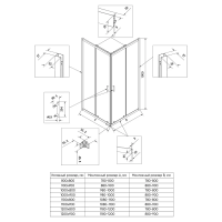 Душевой угол раздвижной RV27B-12080-05-C8 1200x800x1900 Цвет профиля Чёрный Стекло Тонированное Veconi