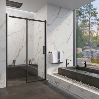 Душевая дверь раздвижная 1600x1950 VN70-160-01-19C4 Цвет профиля Чёрный матовый Стекло Прозрачное Veconi