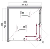 Душевой уголок квадратный UNO-195-A-2-80-C-Cr 800x800x1950 BelBagno