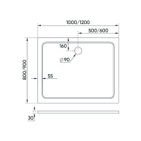 Душевой поддон прямоугольный 1000x800x30 TZ09-10080PR-01-19C3 VECONI