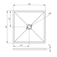 Душевой поддон квадратный 900x900x30 TZW20B-90-R1 VECONI