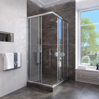 Душевой угол раздвижной прямоугольный RV113-80-01-C4 800x800x1850 Цвет профиля Хром Стекло Прозрачное Veconi
