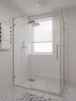 Душевой угол распашной 1500х800x2000 цвет профиля Золото брашинг стекло прозрачное осветленное AL-SP-15080-00-G-C4 Premium Veconi