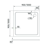 Душевой поддон квадратный 900x900x30 TZ08-90K-01-19C3 VECONI