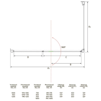 Душевой угол раздвижной прямоугольный RV034-12070-01-C7 1200х700х1950 Цвет профиля Хром Стекло Прозрачное Veconi