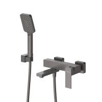 Смеситель для ванны и душа в комплекте с ручным душем, шлангом и держателем SLIDER-VD-GM оружейная сталь   Cezares